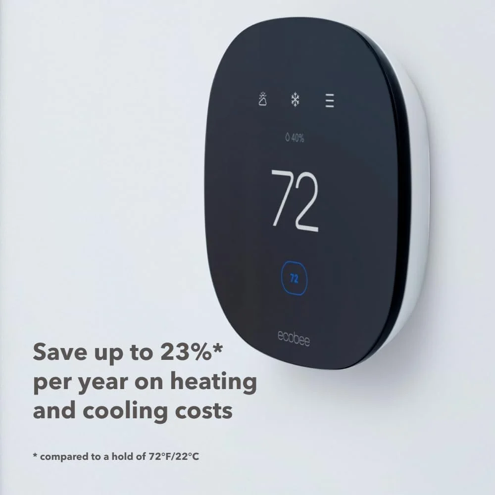 ecobee 3 lite smart thermostat showing 72°F on wall display