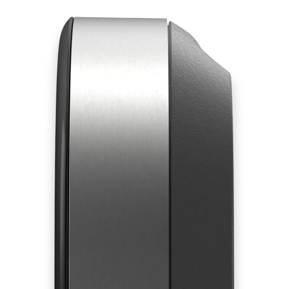 Brushed aluminum side frame of Ecobee Smart Premium Thermostat for smart home setups