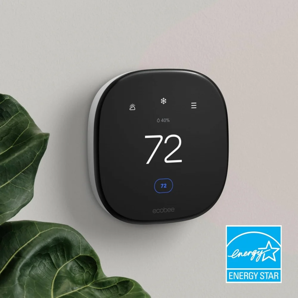 Ecobee Smart Thermostat Enhanced with black front and white edge
