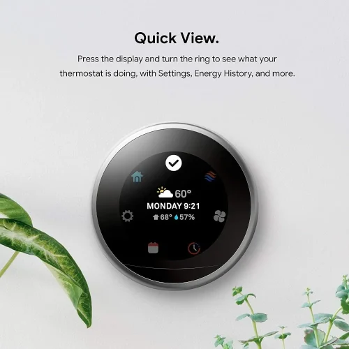 Google Nest Learning Thermostat 3rd Generation showing Quick View screen